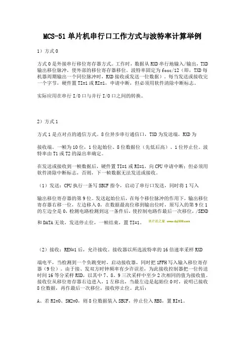 MCS-51单片机串行口工作方式与波特率计算举例