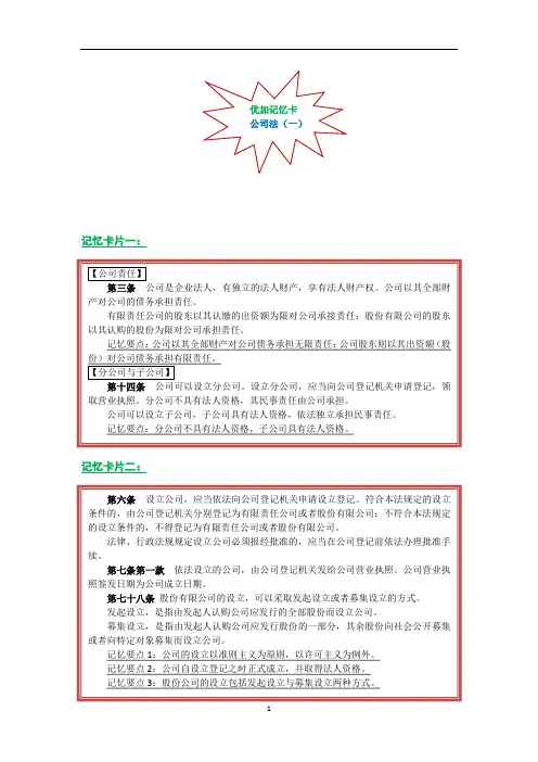 公司法知识点记忆卡片001