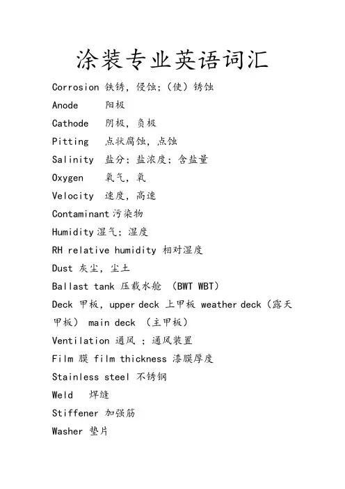 涂装专业英语词汇