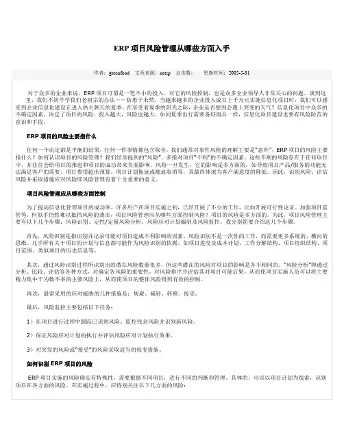 ERP项目风险管理从哪些方面入手