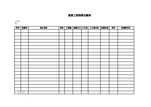 建筑工程预算定额表