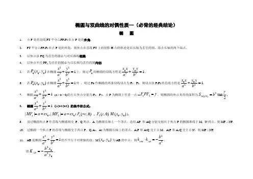 高考数学椭圆与双曲线的经典性质50条