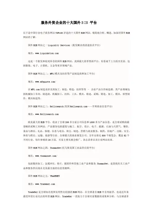 服务外贸企业的十大国外B2B平台