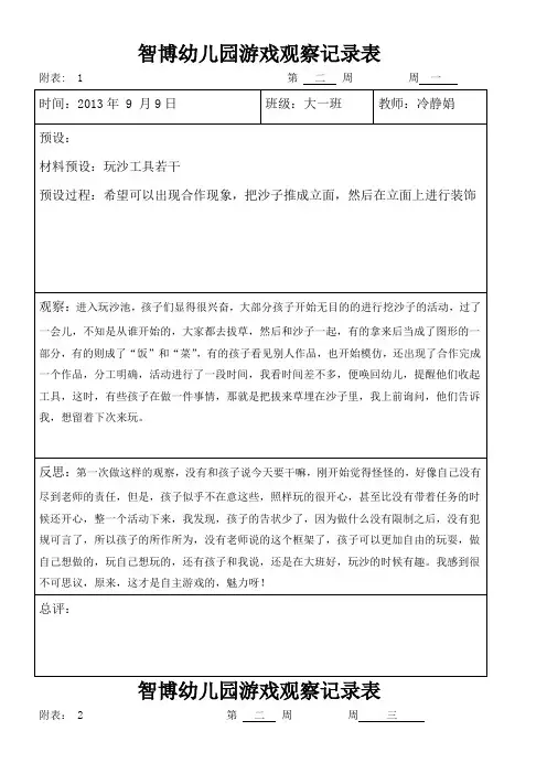 大班自主游戏观察记录()