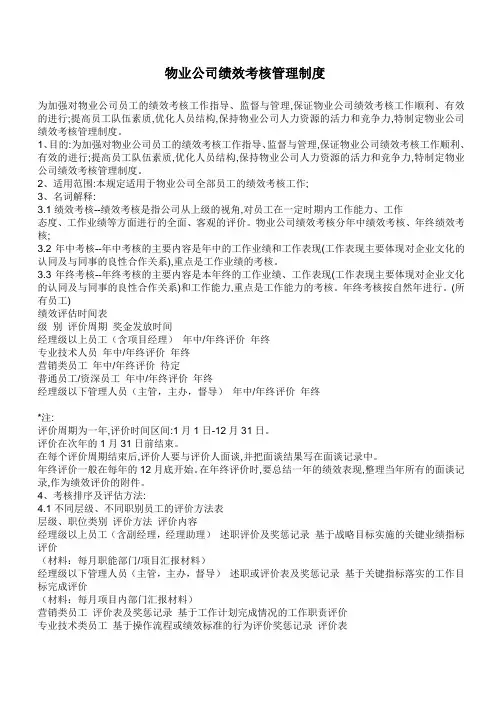 物业公司绩效考核管理制度