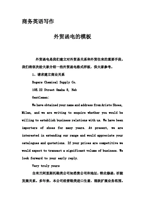 商务英语写作-外贸函电的模板