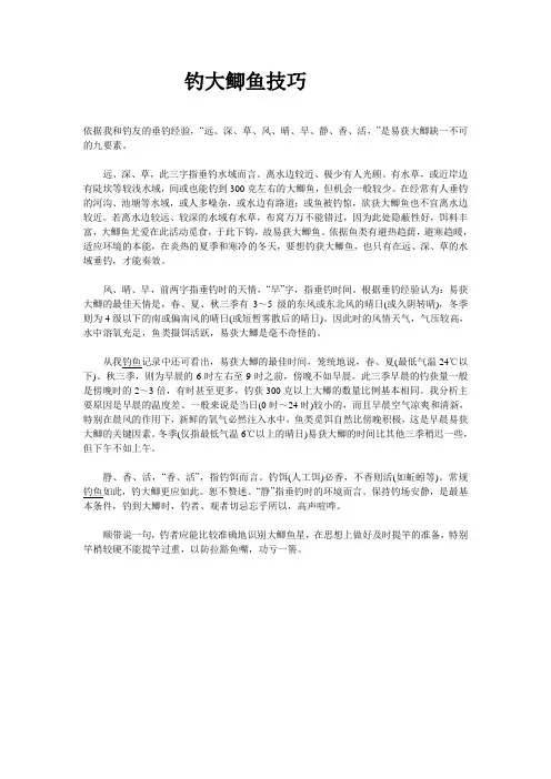 钓大鲫鱼技巧