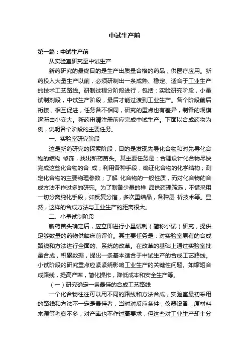 中试生产前