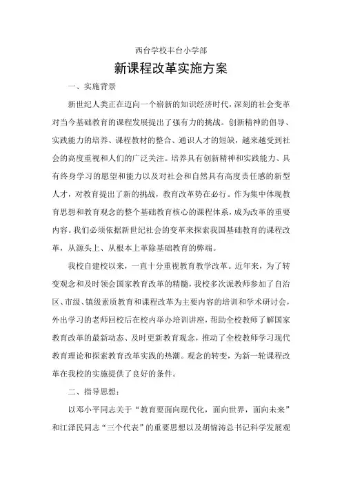 新课程改革实施方案
