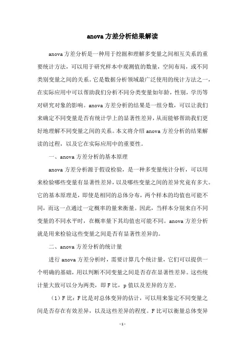 anova方差分析结果解读
