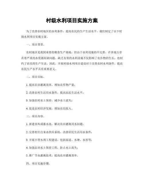 村级水利项目实施方案
