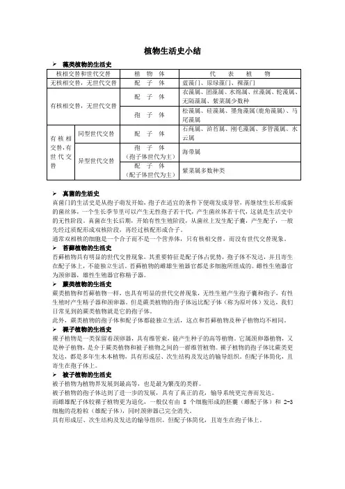 植物生活史小结