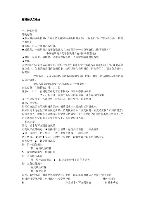 存货知识点总结