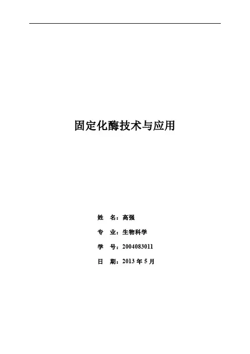 固定化酶技术与应用