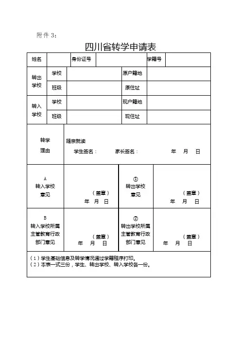 四川省学籍异动申请表 (2)