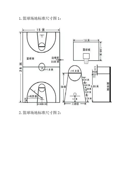 篮球场地标准尺寸(图示)
