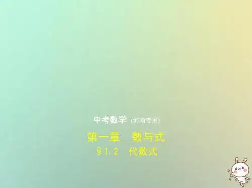 (河南专版)2019年中考数学一轮复习第一章数与式1.2代数式(试卷部分)课件
