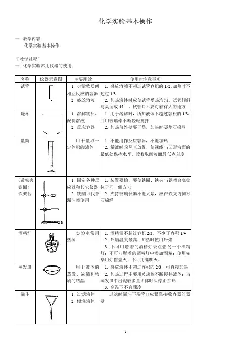 (初中)化学实验基本操作