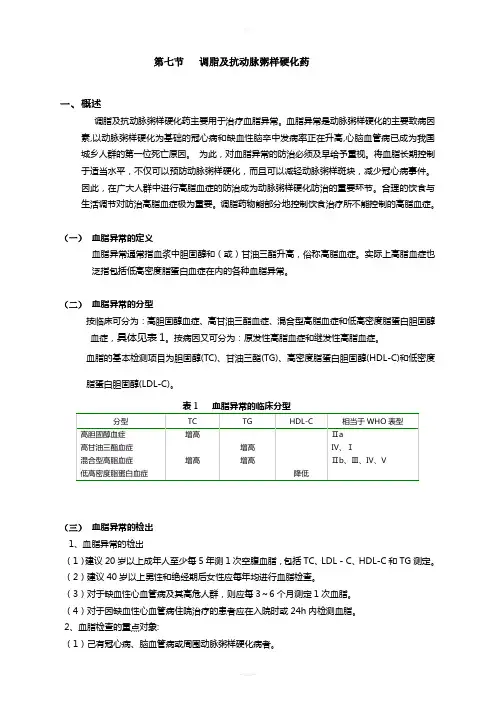 调脂及抗动脉粥样硬化药