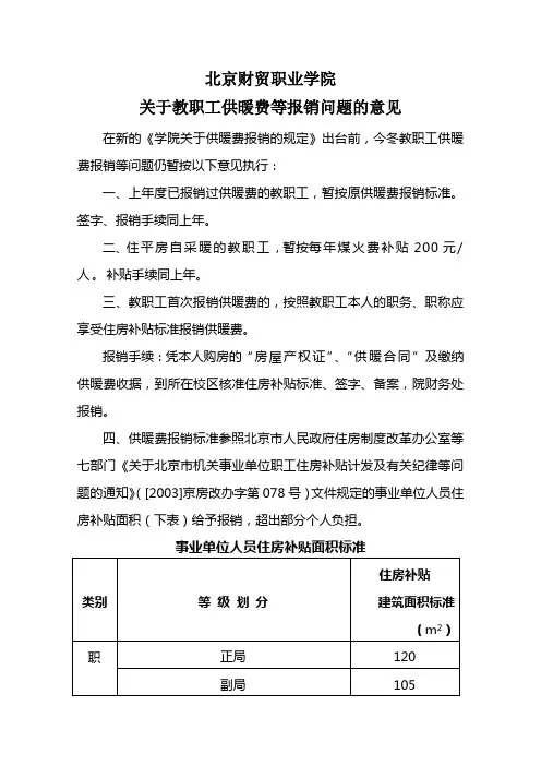 关于教职工供暖费报销工作的通知