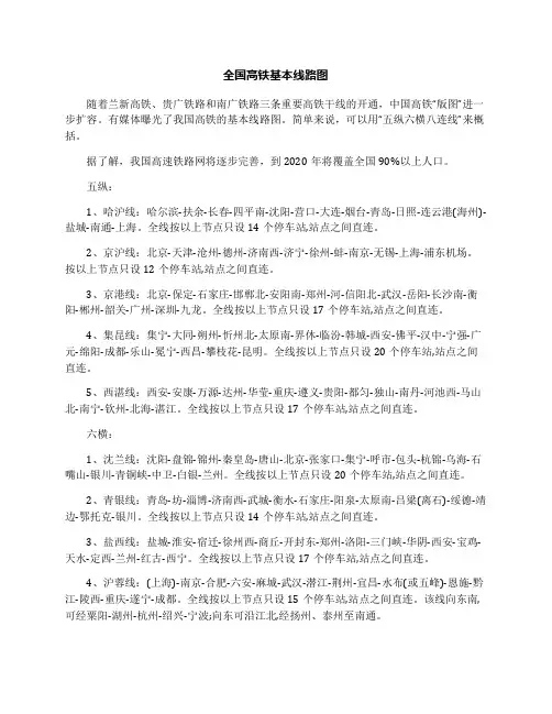 全国高铁基本线路图