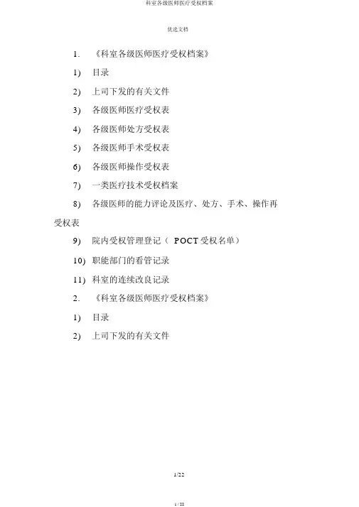 科室各级医师医疗授权档案