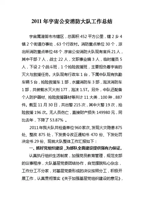 公安消防大队工作总结
