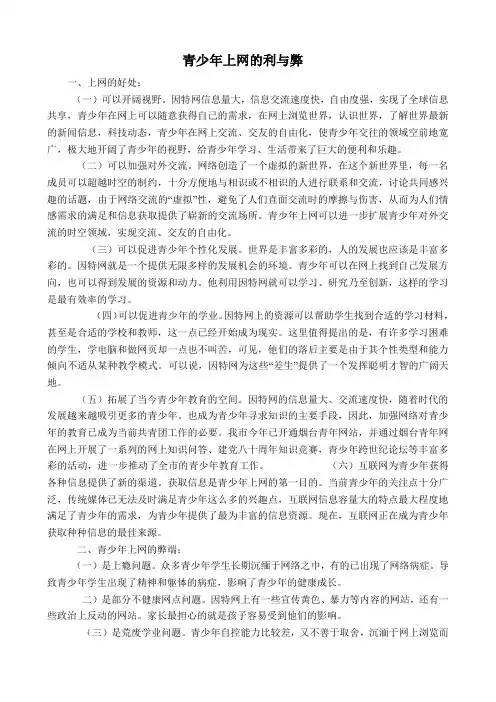 辩论上网的利与弊