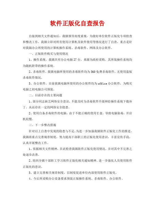 软件正版化自查报告