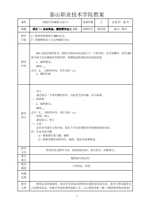 项目7 槽类零件加工(1)