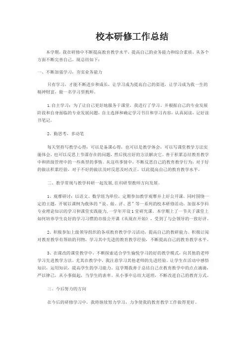小学校本研修工作总结
