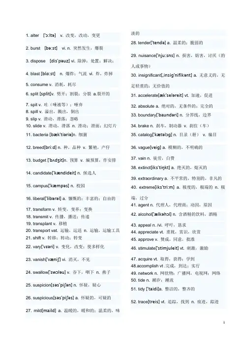 大学英语四六级高频词汇(带翻译)700