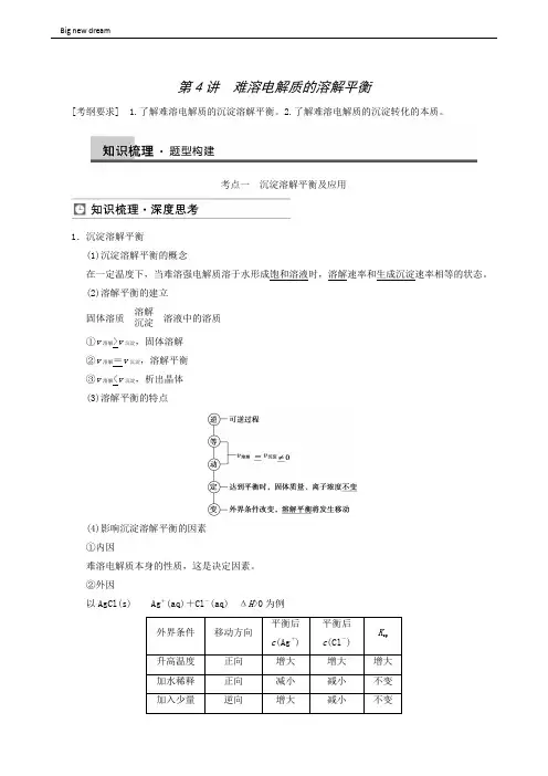 高考理综高三一轮高考化学复习 第8章 第4讲 难溶电解质的溶解平衡