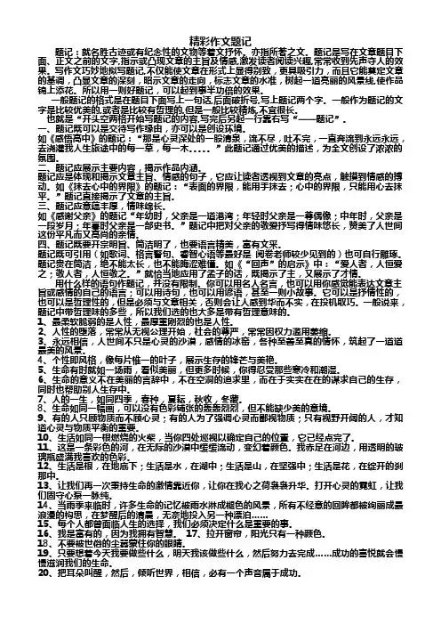 精彩作文题记