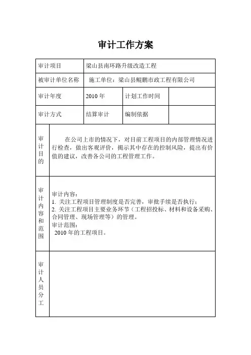 工程项目审计工作方案