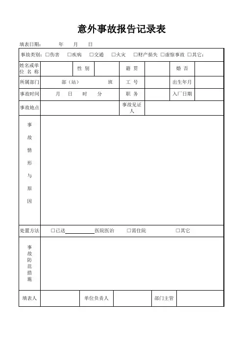 意外事故报告记录表(标准版)
