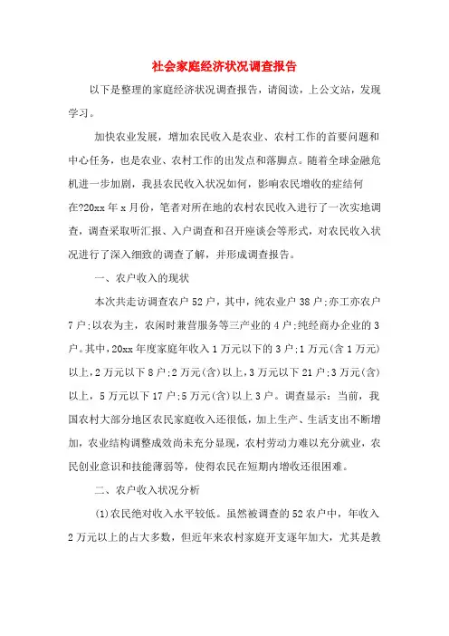 2019年社会家庭经济状况调查报告
