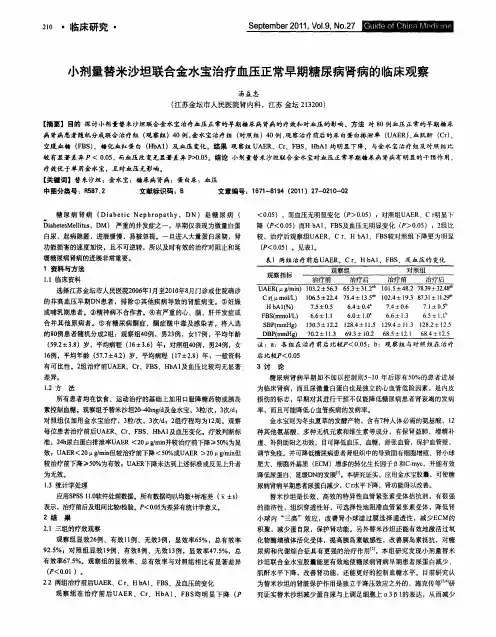 小剂量替米沙坦联合金水宝治疗血压正常早期糖尿病肾病的临床观察