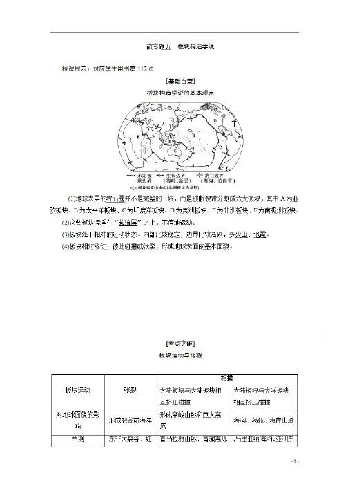 2021高考地理人教版一轮复习创新讲义:第5章微专题五 板块构造学说