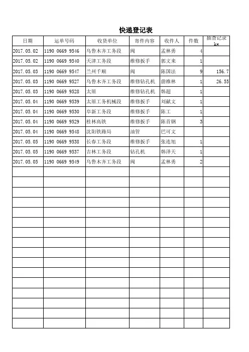 物流明细统计表