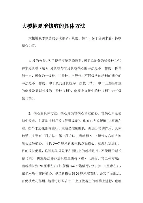 大樱桃夏季修剪的具体方法