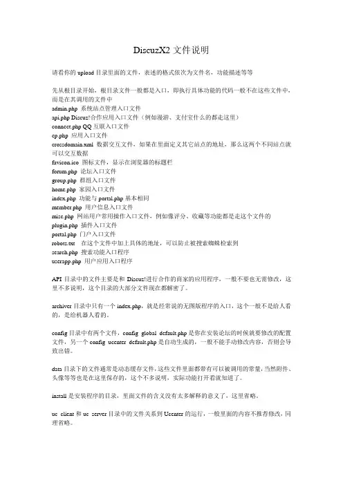 DiscuzX2文件说明,目录说明