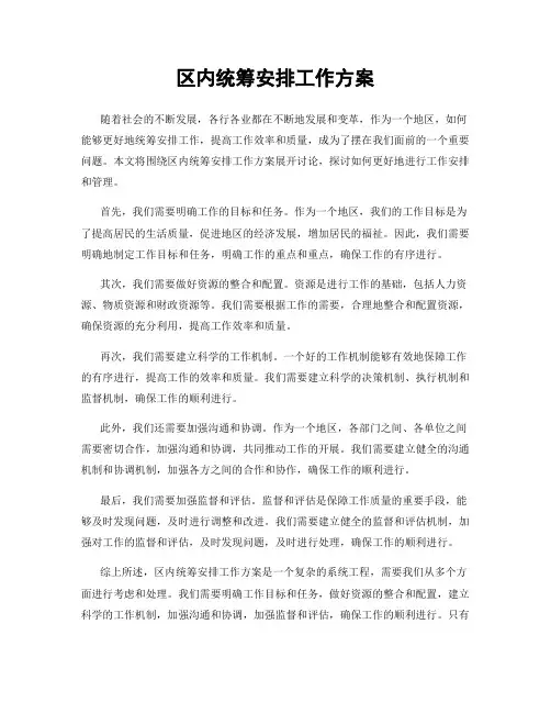 区内统筹安排工作方案