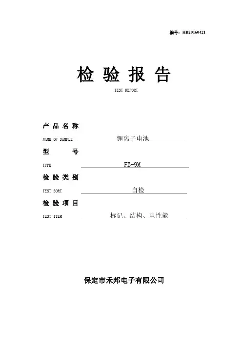 锂电池检验报告