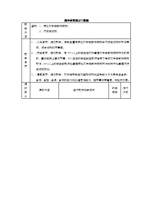 高中体育课高中篮球教案
