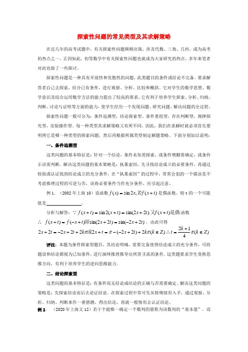 探索性问题的常见类型及其求解策略