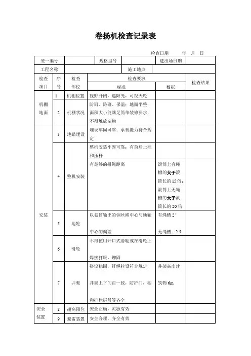 卷扬机检查记录表