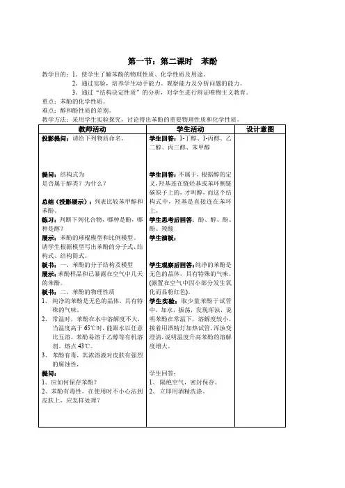 高中高中二年级有机化学基础-苯酚