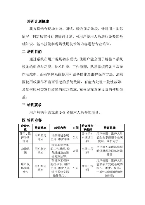 改装车投标文件(标书)简单实用的通用交车培训计划