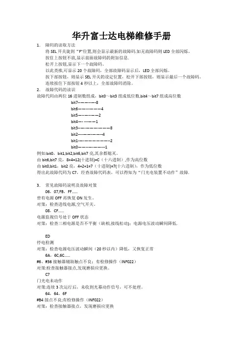 华升富士达电梯维修故障码